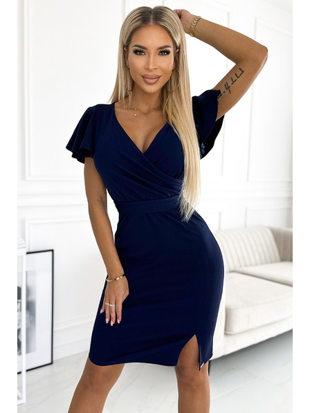 numoco Obleka s torbastim izrezom - temno modra Numoco NINA