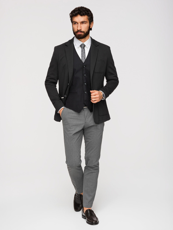 Ombre Clothing Moški črni blazer SLIM z rahlo teksturo