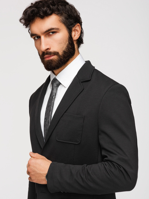 Ombre Clothing Moški črni blazer SLIM z rahlo teksturo