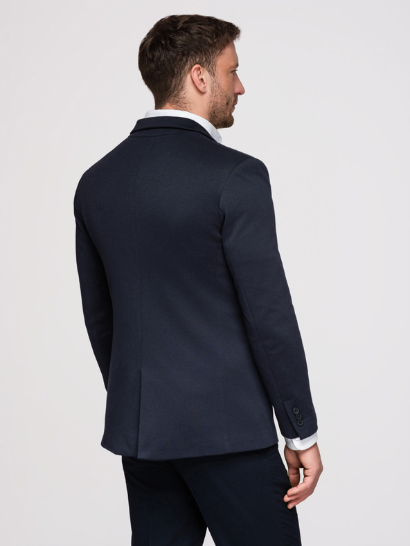 Ombre Clothing Moški pleteni sako kroja SLIM FIT - temno modra V3 M170 Ombre Clothing