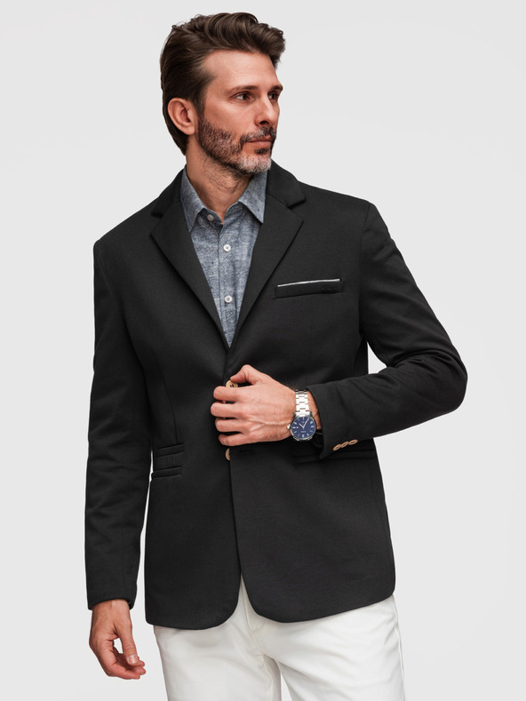 Ombre Clothing Moški pleteni sako kroja SLIM FIT - črna V5 M170 Ombre Clothing