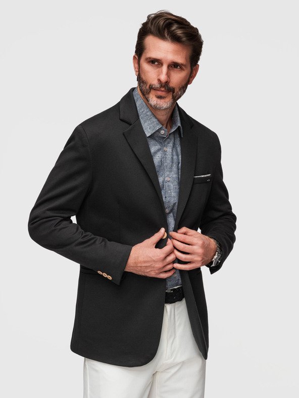 Ombre Clothing Moški pleteni sako kroja SLIM FIT - črna V5 M170 Ombre Clothing