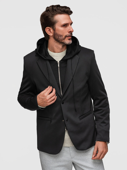 Ombre Clothing Slasten moški sako z odstranljivo podlogo in nastavljivo kapuco - črna V1 M168 Ombre Clothing