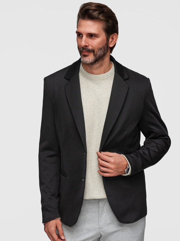 Ombre Clothing Slasten moški sako z odstranljivo podlogo in nastavljivo kapuco - črna V1 M168 Ombre Clothing