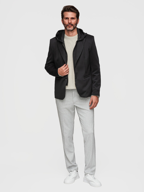 Ombre Clothing Slasten moški sako z odstranljivo podlogo in nastavljivo kapuco - črna V1 M168 Ombre Clothing