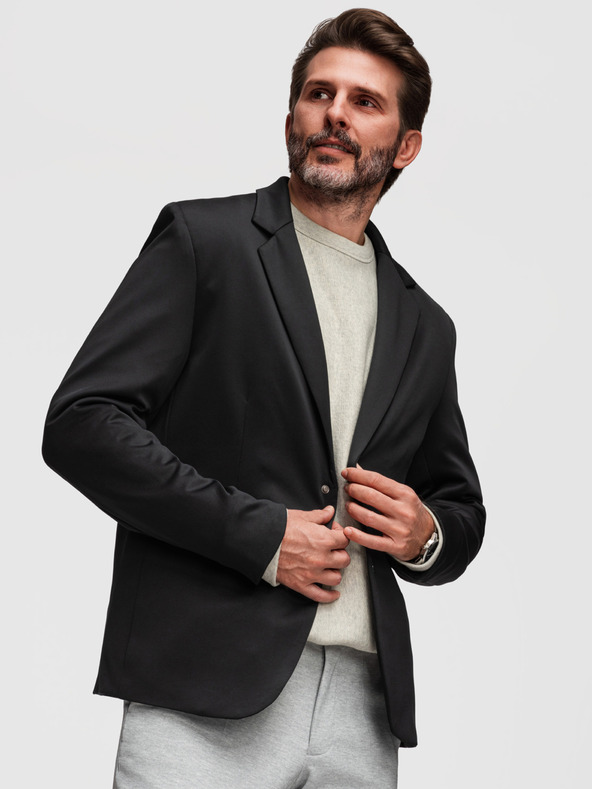 Ombre Clothing Slasten moški sako z odstranljivo podlogo in nastavljivo kapuco - črna V1 M168 Ombre Clothing