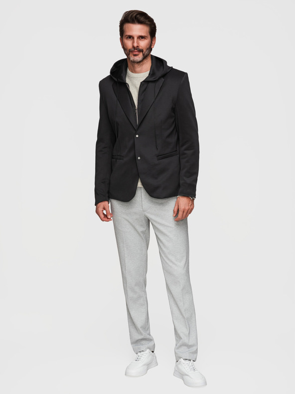 Ombre Clothing Slasten moški sako z odstranljivo podlogo in nastavljivo kapuco - črna V1 M168 Ombre Clothing