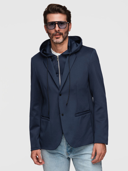 Ombre Clothing Slasten moški sako z odstranljivo podlogo in nastavljivo kapuco - temno modra V2 M168 Ombre Clothing