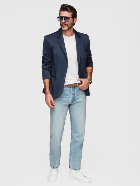 Ombre Clothing Slasten moški sako z odstranljivo podlogo in nastavljivo kapuco - temno modra V2 M168 Ombre Clothing