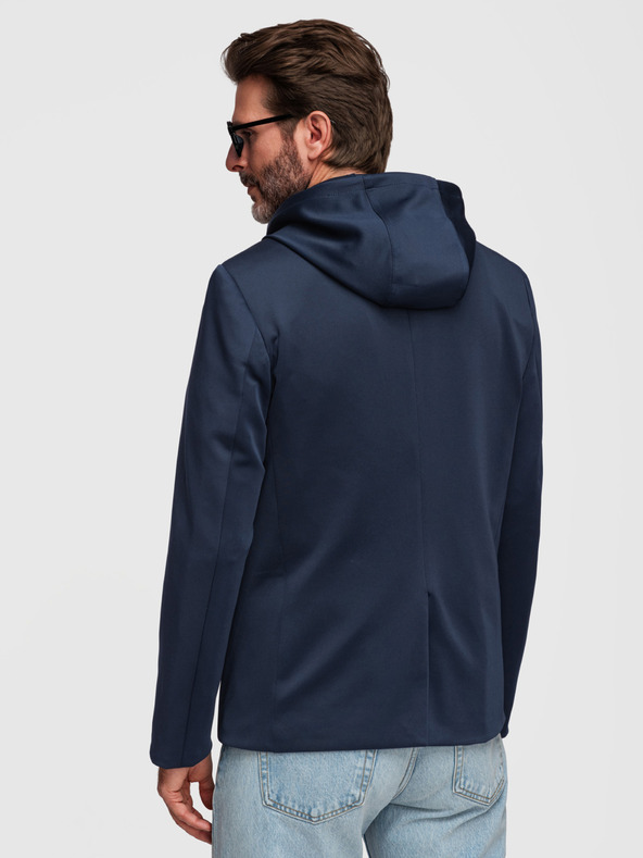 Ombre Clothing Slasten moški sako z odstranljivo podlogo in nastavljivo kapuco - temno modra V2 M168 Ombre Clothing