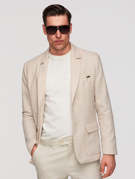 Ombre Clothing Moški sako REGULAR kroja s platnom - bež V1 M169 Ombre Clothing