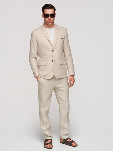 Ombre Clothing Moški sako REGULAR kroja s platnom - bež V1 M169 Ombre Clothing