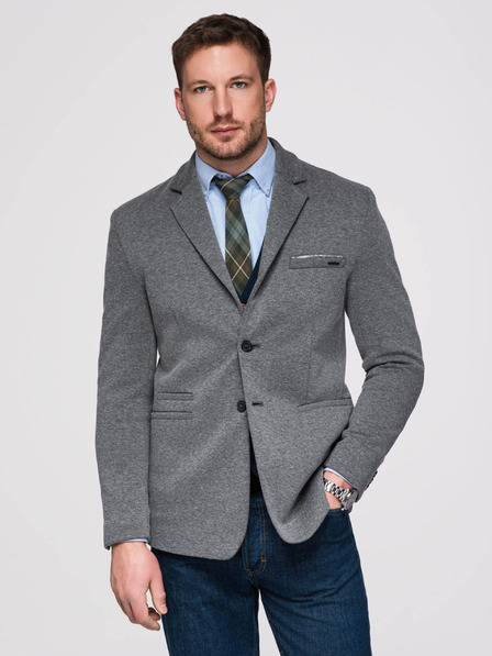 Ombre Clothing Moški pleteni sako kroja SLIM FIT - grafitna V1 M170 Ombre Clothing