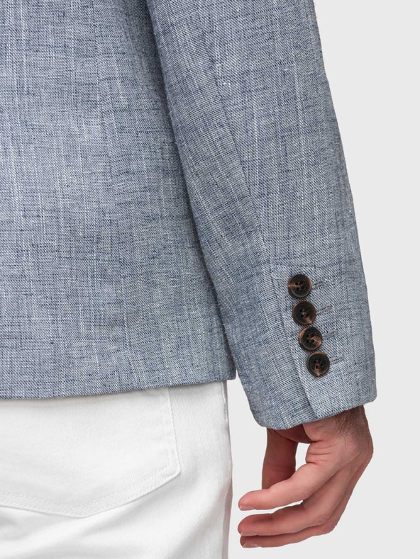 Ombre Clothing Moški sako REGULAR kroja s platnom - svetlo modra V4 M169 Ombre Clothing