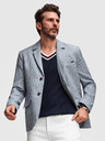 Ombre Clothing Moški sako REGULAR kroja s platnom - svetlo modra V4 M169 Ombre Clothing