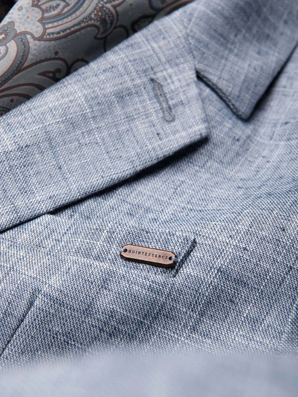 Ombre Clothing Moški sako REGULAR kroja s platnom - svetlo modra V4 M169 Ombre Clothing