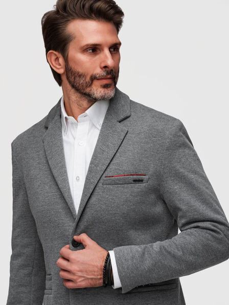 Ombre Clothing Moški pleteni sako kroja SLIM FIT - svetlo siva V2 M170 Ombre Clothing