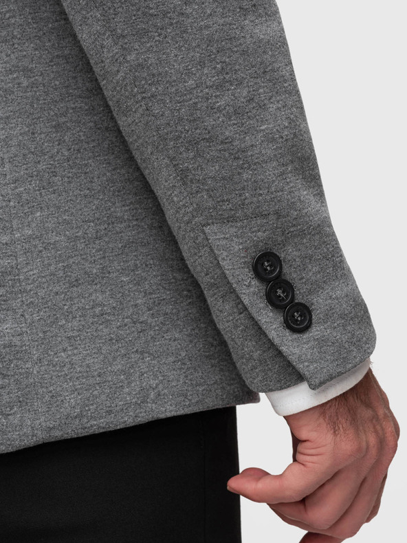 Ombre Clothing Moški pleteni sako kroja SLIM FIT - svetlo siva V2 M170 Ombre Clothing