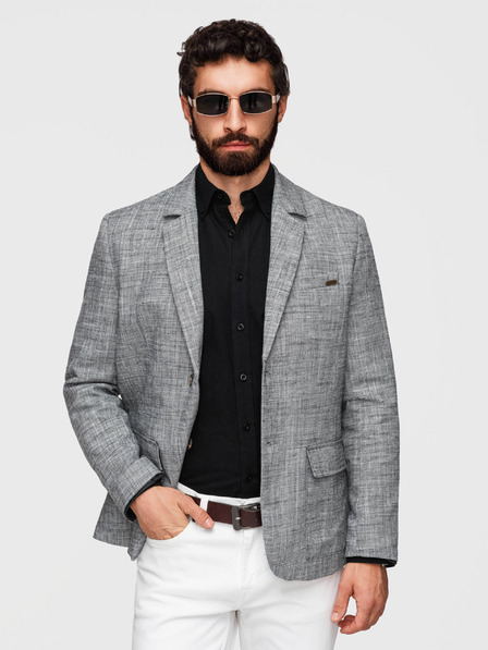 Ombre Clothing Moški sako REGULAR kroja s platnom - grafitna V5 M169 Ombre Clothing