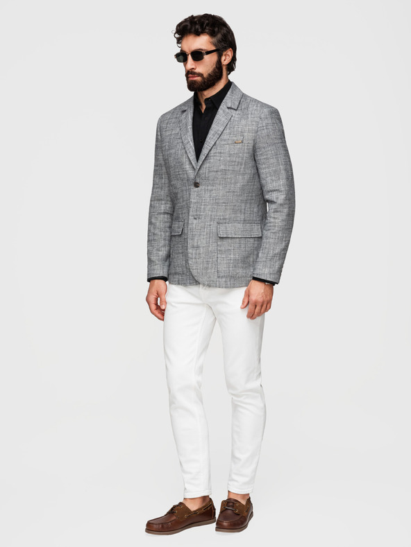 Ombre Clothing Moški sako REGULAR kroja s platnom - grafitna V5 M169 Ombre Clothing