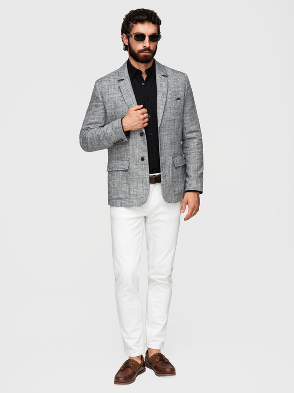 Ombre Clothing Moški sako REGULAR kroja s platnom - grafitna V5 M169 Ombre Clothing