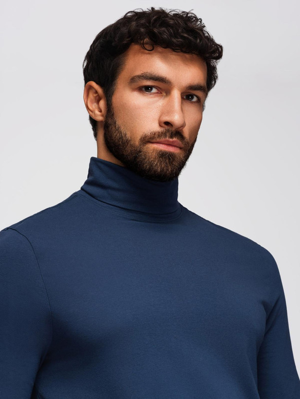 Ombre Clothing Moški golfar z dolgimi rokavi - temno moder V2 OM-LSCL-0130 Ombre Clothing