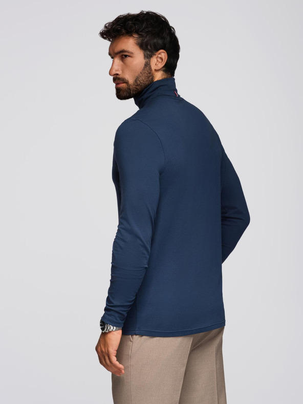 Ombre Clothing Moški golfar z dolgimi rokavi - temno moder V2 OM-LSCL-0130 Ombre Clothing