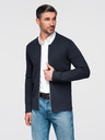 Ombre Clothing Moški pulover na zadrgo - temno moder V1 OM-SWZS-0146 Ombre Clothing