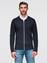 Ombre Clothing Moški pulover na zadrgo - temno moder V1 OM-SWZS-0146 Ombre Clothing