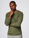 Ombre Clothing Moški strukturirani pulover s kulatim izrezom - olivna barva V1 OM-SWSW-0181 Ombre Clothing