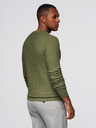 Ombre Clothing Moški strukturirani pulover s kulatim izrezom - olivna barva V1 OM-SWSW-0181 Ombre Clothing
