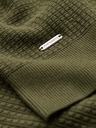 Ombre Clothing Moški strukturirani pulover s kulatim izrezom - olivna barva V1 OM-SWSW-0181 Ombre Clothing