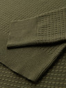 Ombre Clothing Moški strukturirani pulover s kulatim izrezom - olivna barva V1 OM-SWSW-0181 Ombre Clothing