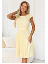 numoco LILA Klasični naborani obleki s kratkim rokavom in pasom - maslena rumena