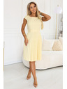 numoco LILA Klasični naborani obleki s kratkim rokavom in pasom - maslena rumena