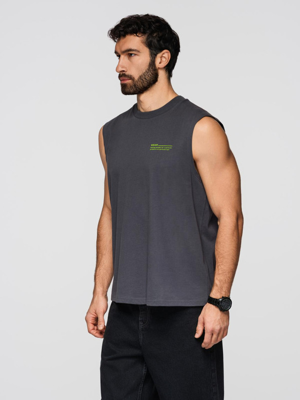 Ombre Clothing Moško bombažno majico brez rokavov TANK TOP - grafitna V2 OM-TSTT-0243 Ombre Clothing