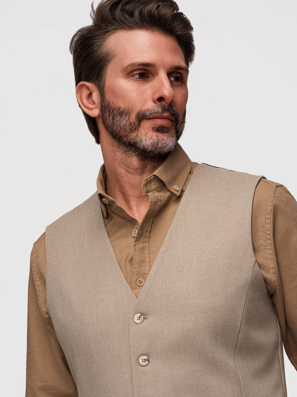 Ombre Clothing Klasična moška telovnika s podlogo - bež V1 V64 Ombre Clothing