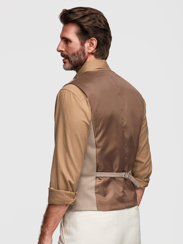 Ombre Clothing Klasična moška telovnika s podlogo - bež V1 V64 Ombre Clothing