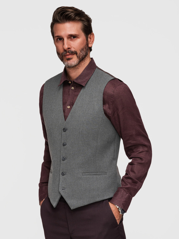 Ombre Clothing Moška klasična oblekovna telovnika s podlogo - grafitna V3 V64 Ombre Clothing