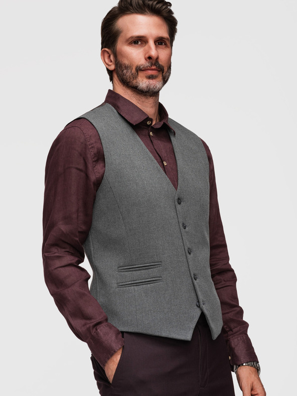 Ombre Clothing Moška klasična oblekovna telovnika s podlogo - grafitna V3 V64 Ombre Clothing