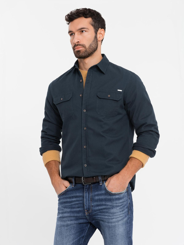 Ombre Clothing Temno modra moška srajca Ombre Clothing Zgornja oblačila