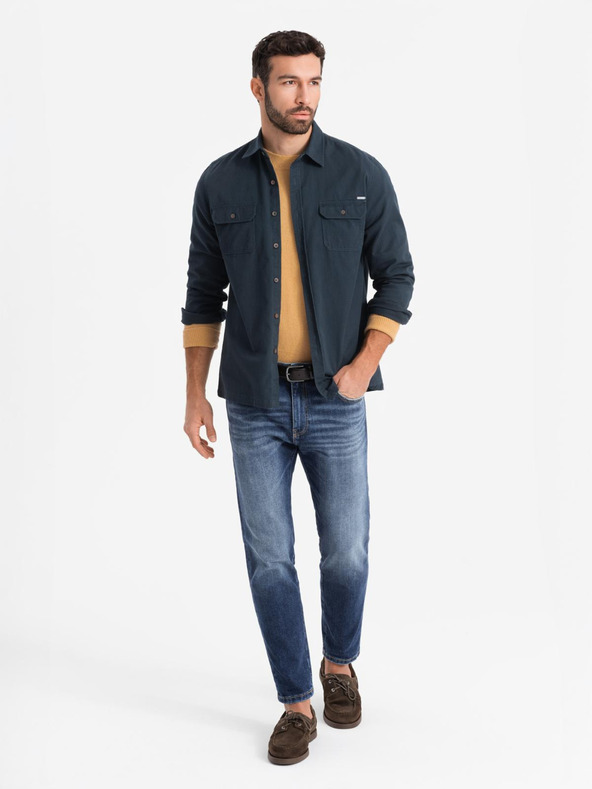 Ombre Clothing Temno modra moška srajca Ombre Clothing Zgornja oblačila