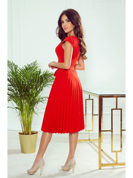 numoco Plisirana obleka s kratkimi rokavi - rdeča Numoco LILA