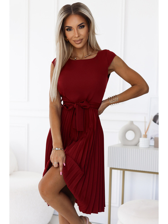 numoco Nagubana obleka s kratkimi rokavi - bordo Numoco LILA