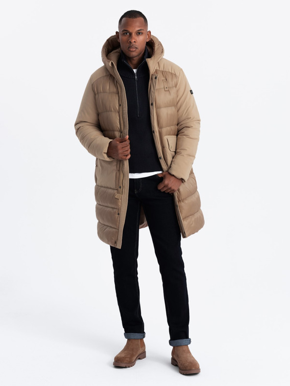 Ombre Clothing Moška prešita dolga jakna z velikimi žepi Ombre Clothing