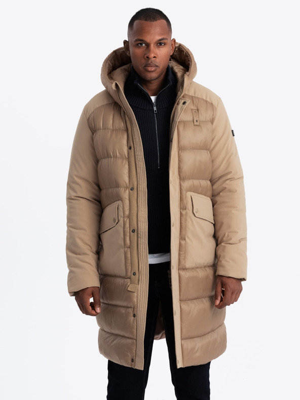 Ombre Clothing Moška prešita dolga jakna z velikimi žepi Ombre Clothing