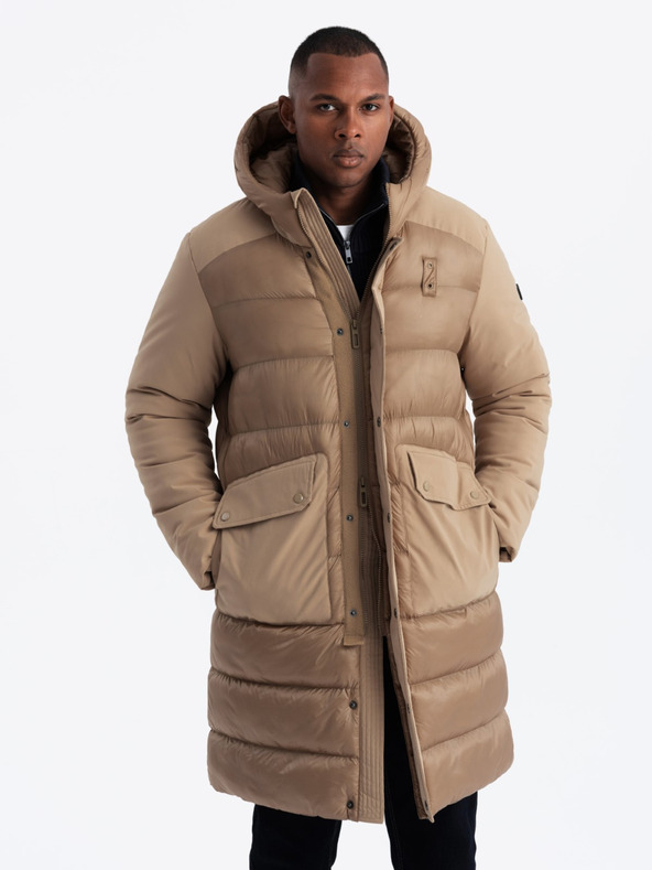 Ombre Clothing Moška prešita dolga jakna z velikimi žepi Ombre Clothing