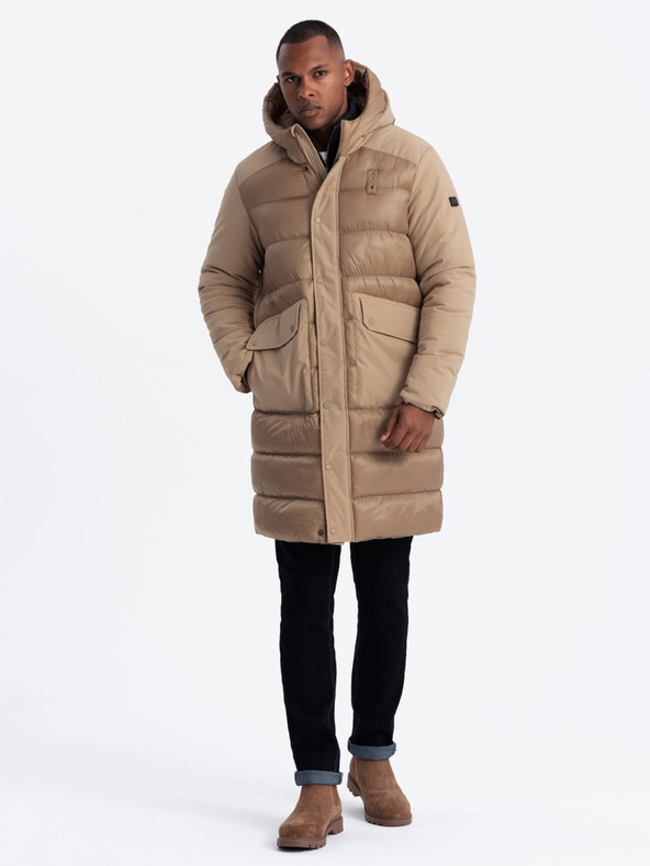 Ombre Clothing Moška prešita dolga jakna z velikimi žepi Ombre Clothing