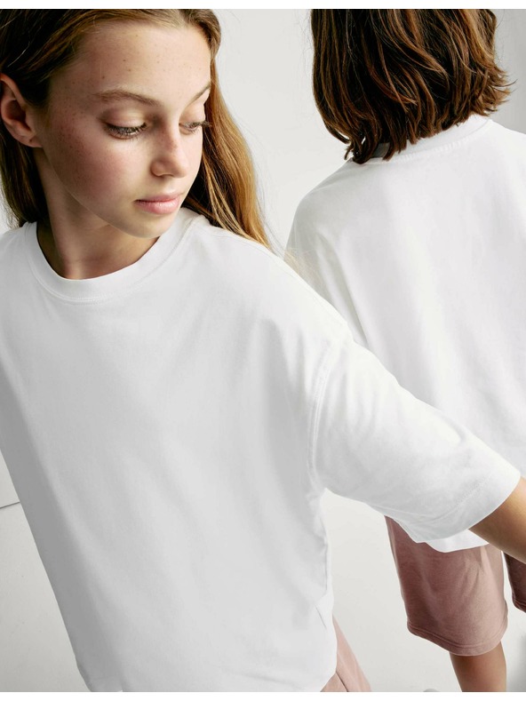 Marks & Spencer Jednofarebné tričko z čistej bavlny (2–16 rokov) Marks & Spencer biela