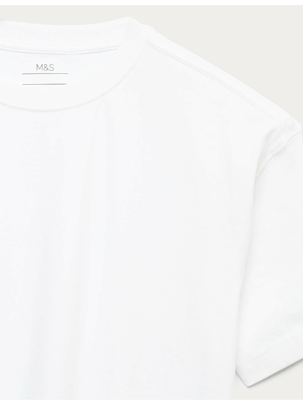 Marks & Spencer Jednofarebné tričko z čistej bavlny (2–16 rokov) Marks & Spencer biela